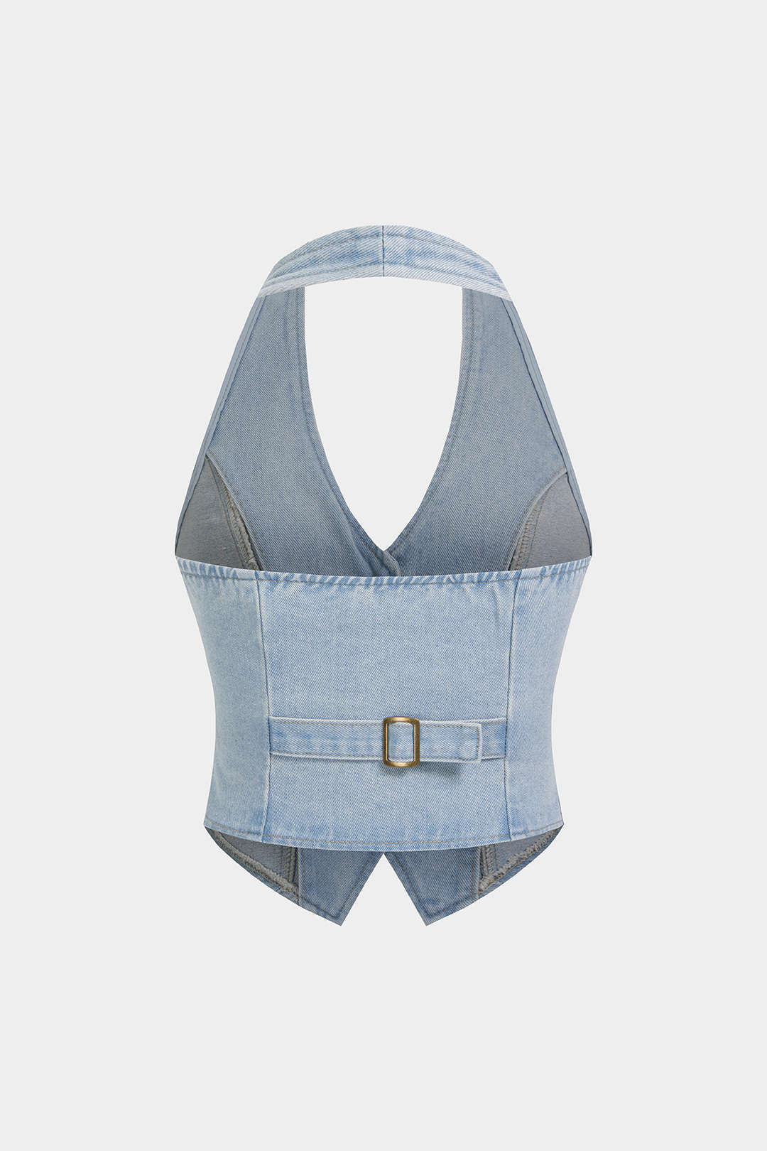 Denim Halter Neck Metallic Vest