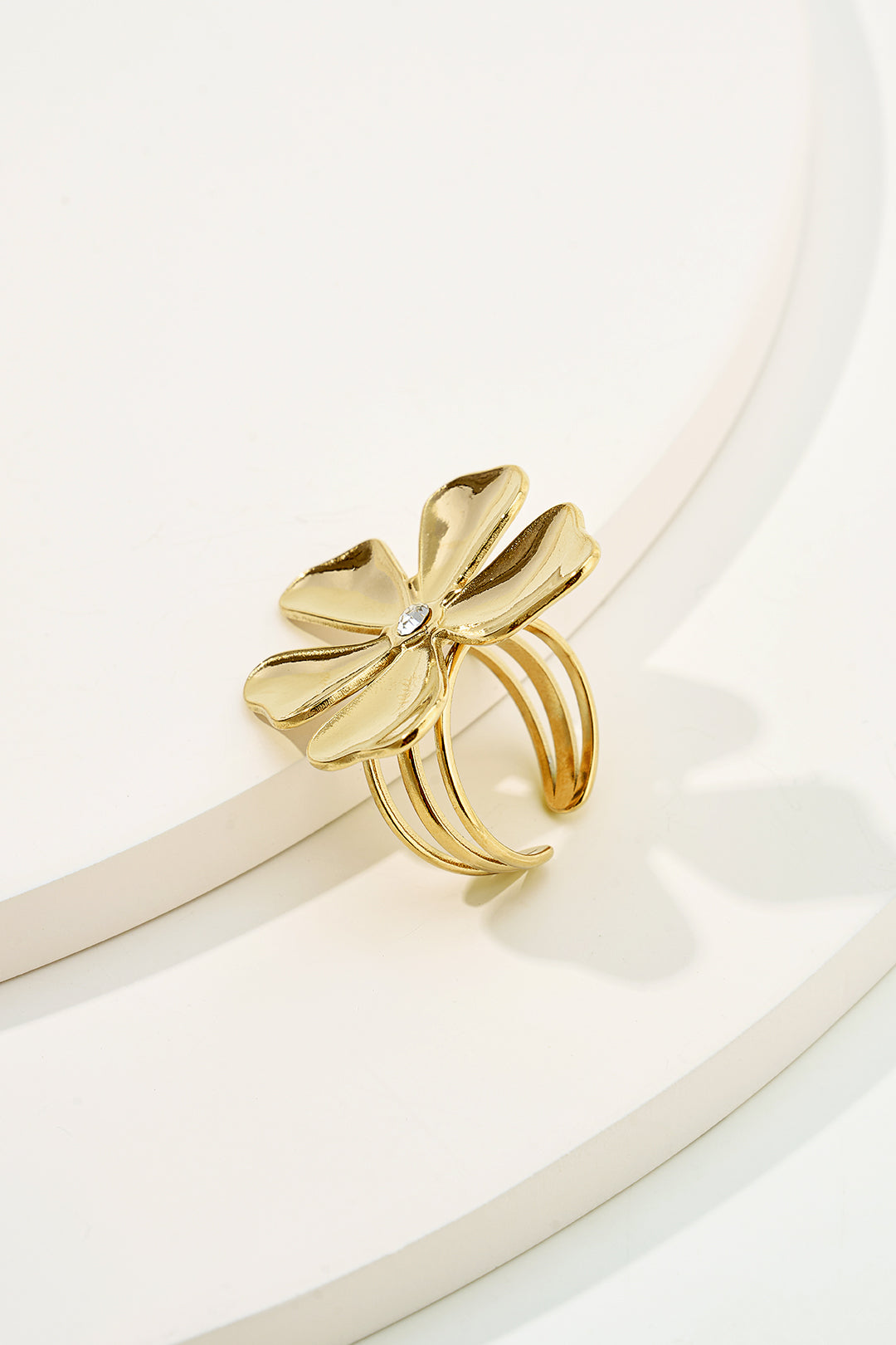 Alloy 3D Flower Rhinestone Ring