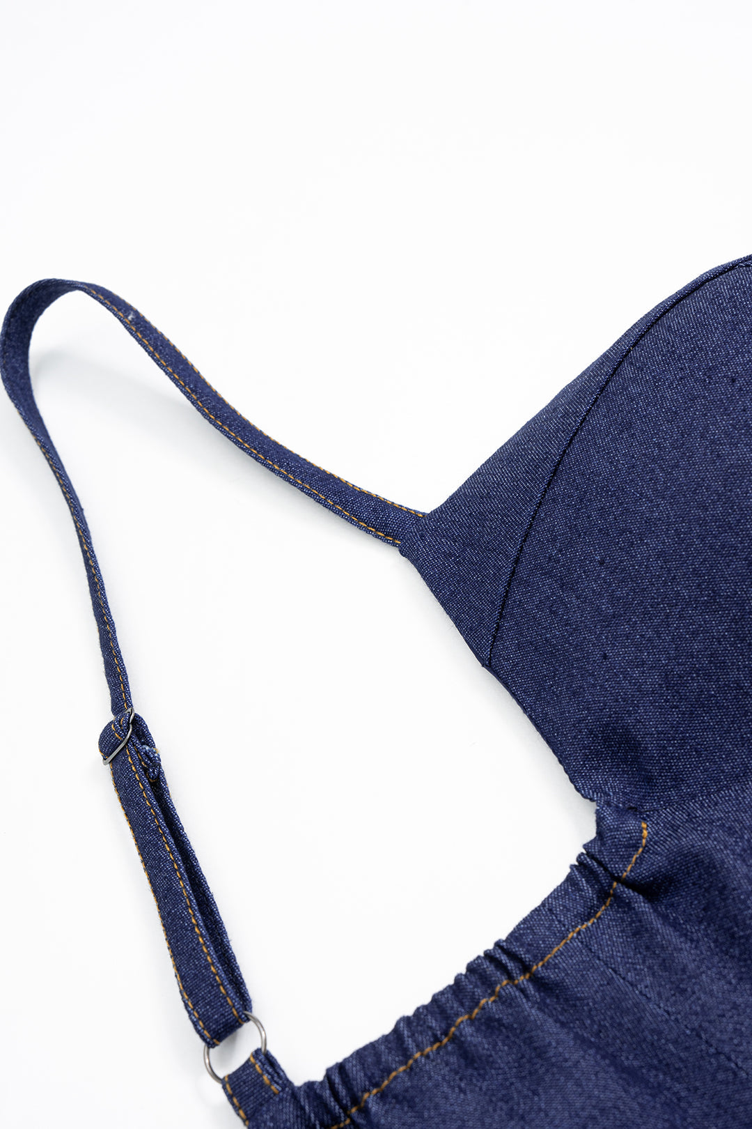 Denim Asymmetrical Ruched Bustier Belted Zipper Maxi Dress