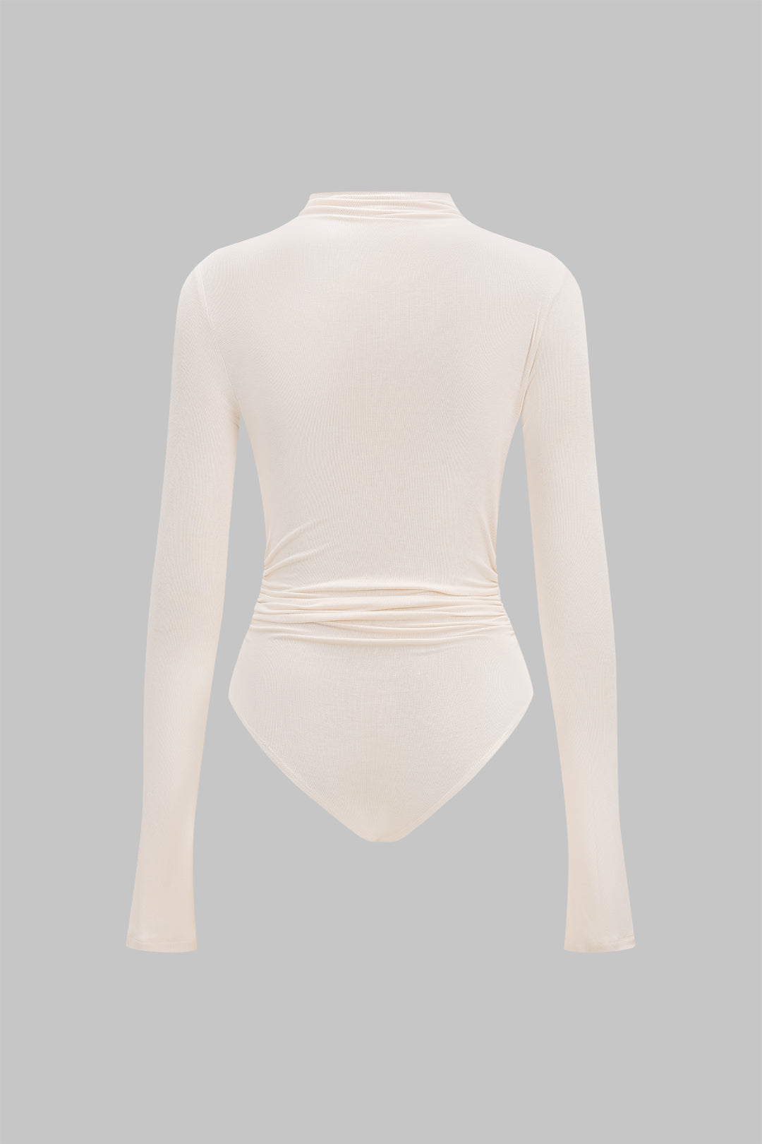 Asymmetrical Button Ruched Long Sleeve Bodysuit