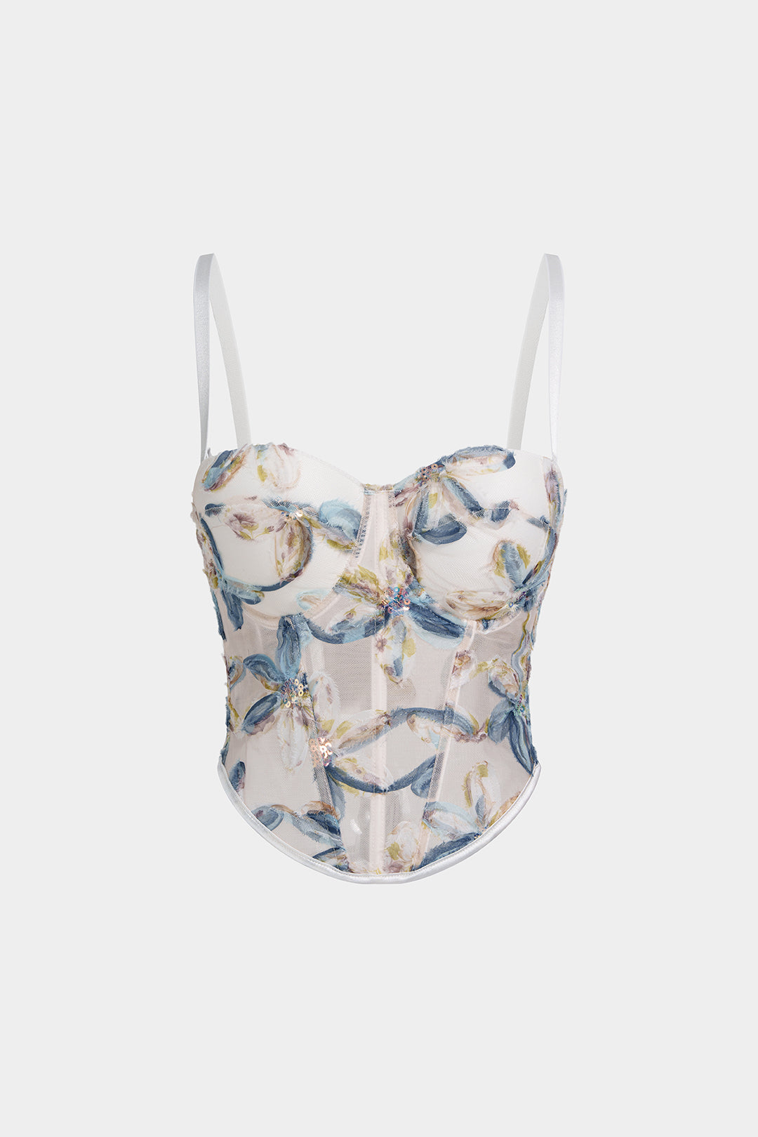 3D Floral Sequin Corset Cami Top