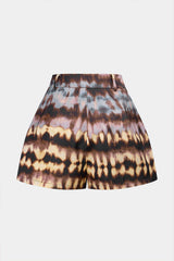 Abstract Tie Dye Print Satin Shorts