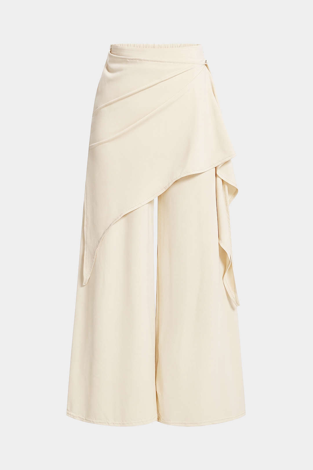 Asymmetrical Ruched Tie-Up Wide Leg Pants