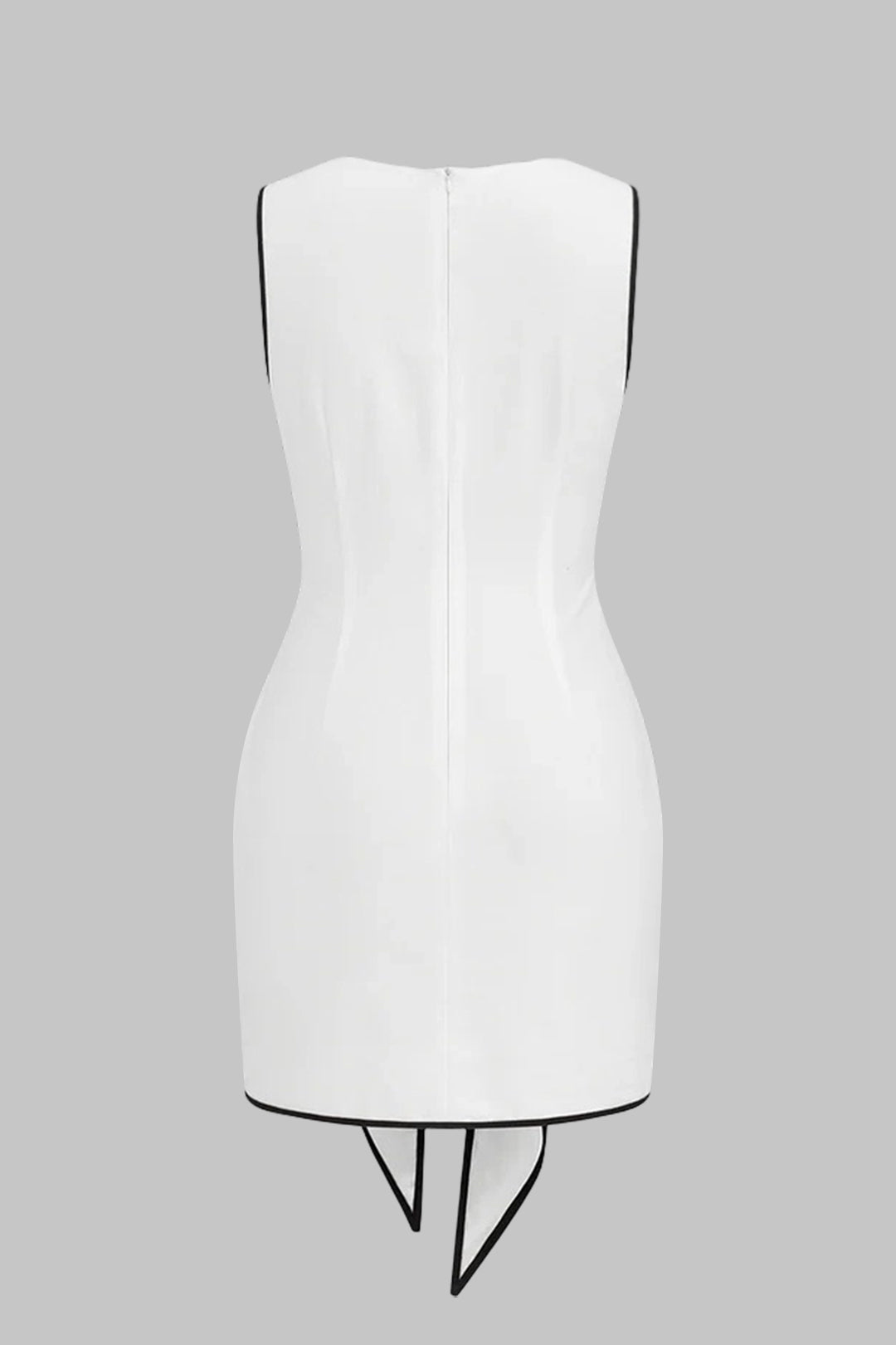 Contrast Binding Round Neck Tie Front Sleeveless Mini Dress