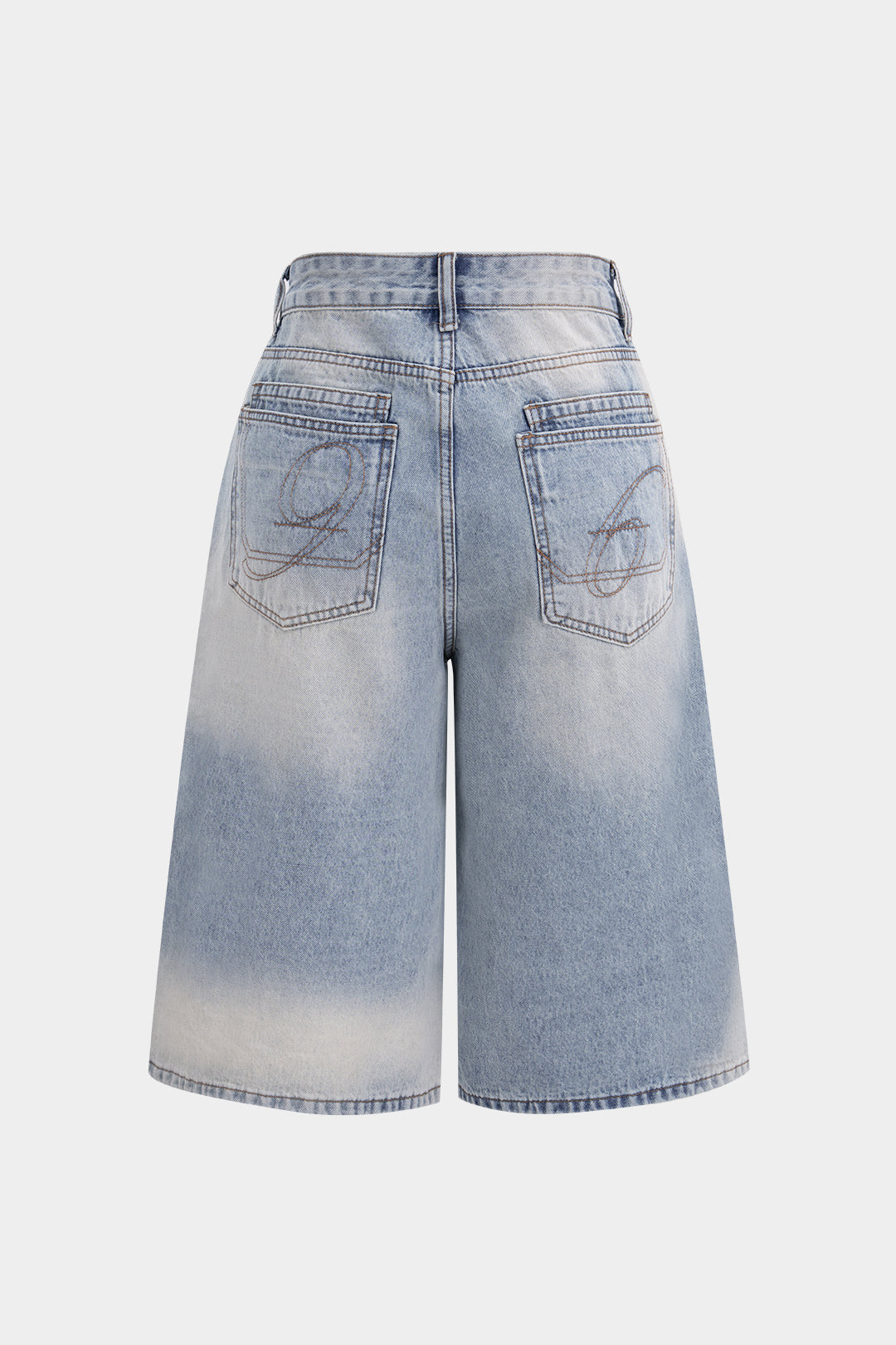 Denim Metallic Decor Wide Leg Shorts