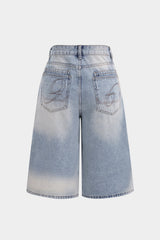Denim Metallic Decor Wide Leg Shorts
