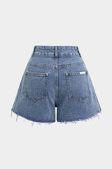 Denim Ripped Wide Leg Shorts