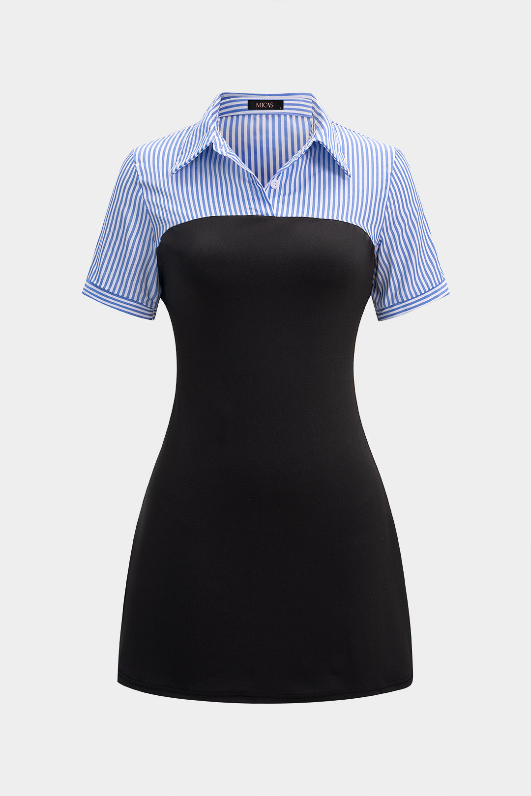 Contrast Stripes Print Short Sleeve Mini Dress