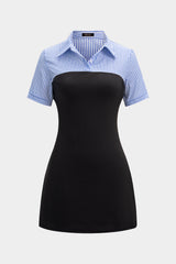 Contrast Stripes Print Short Sleeve Mini Dress