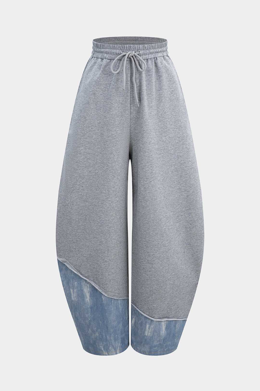 Denim Patchwork Drawstring Asymmetrical Pants