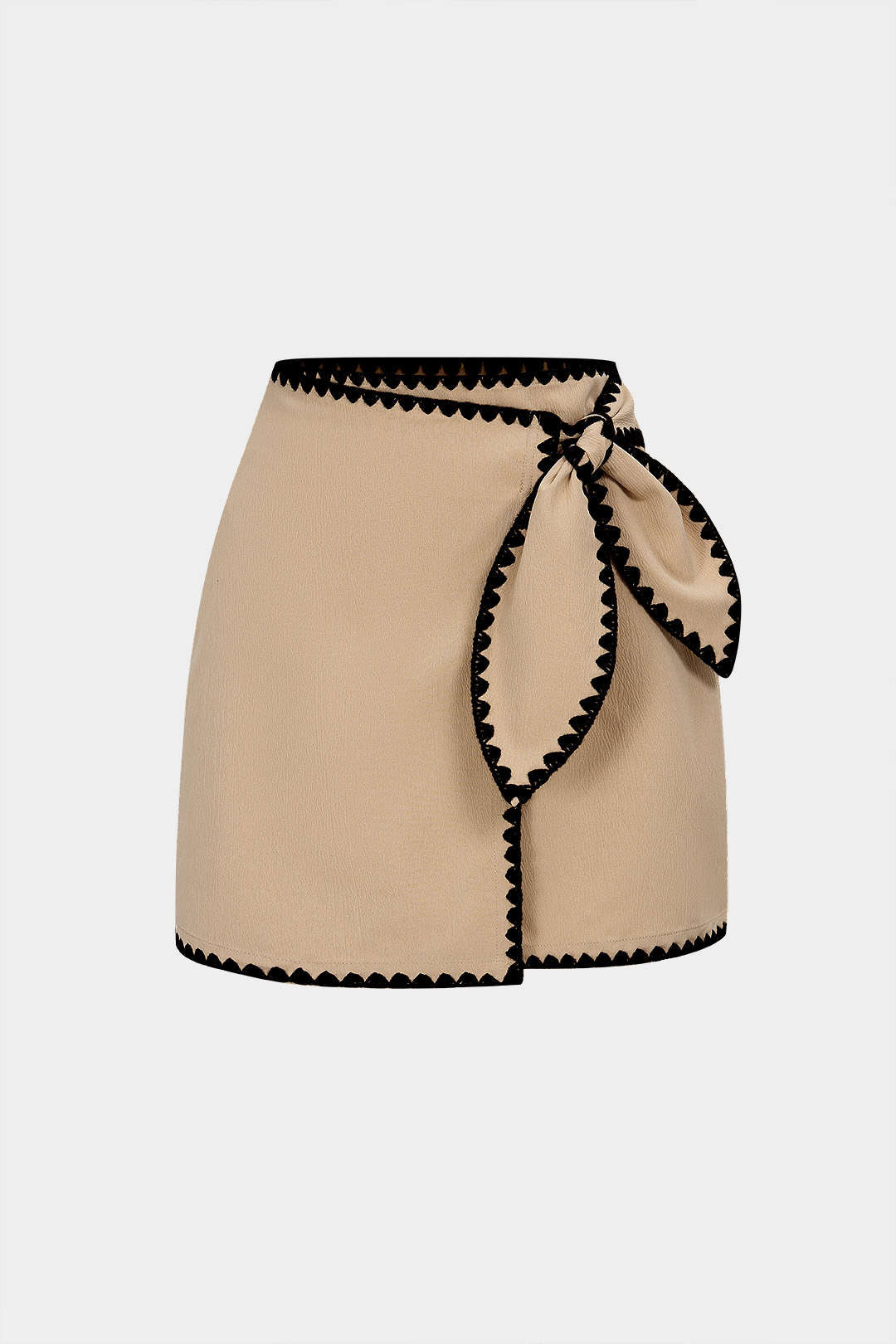 Contrast Binding Asymmetrical Knotted Skirt