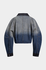 Denim Faux Leather Patchwork Outerwear