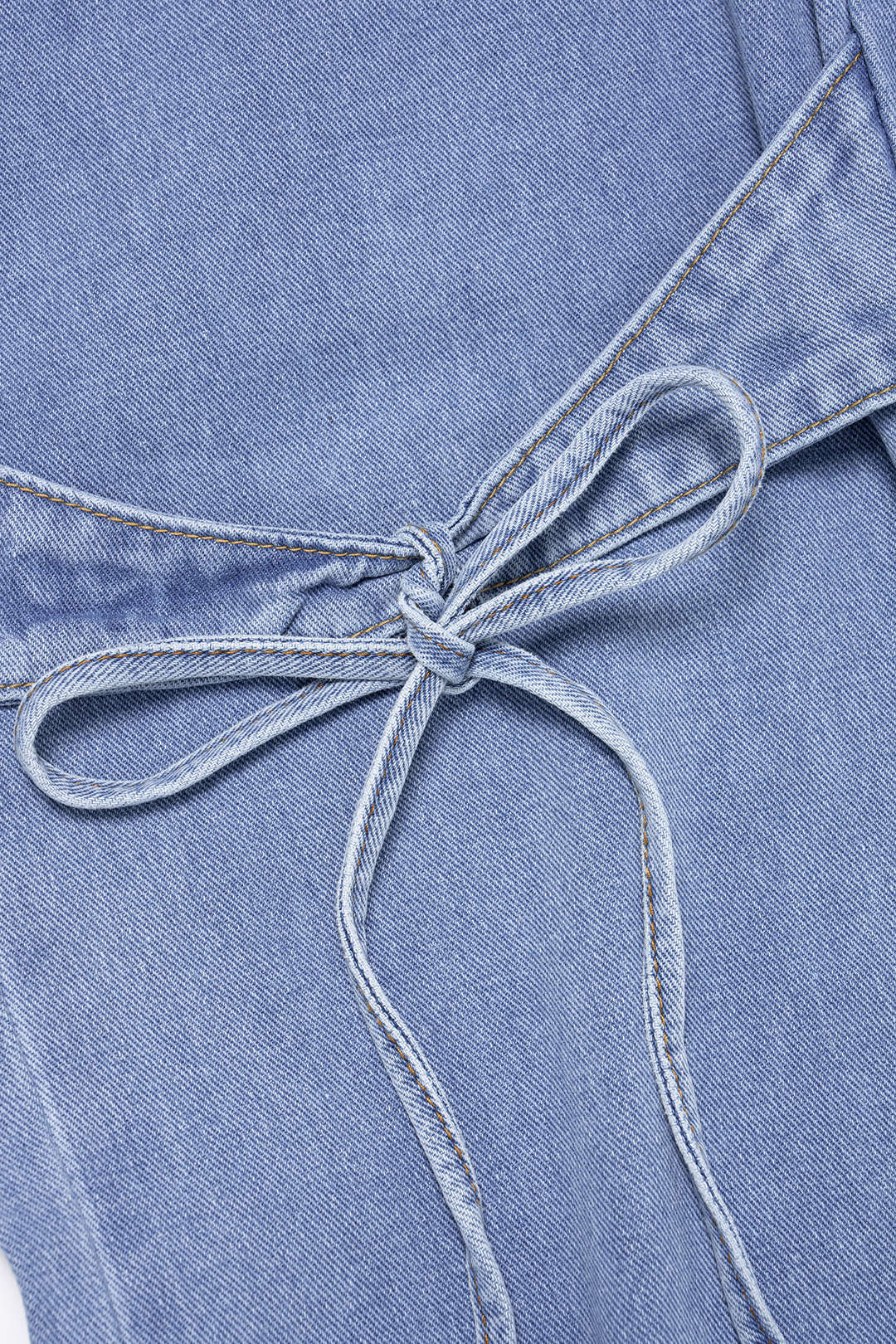 Denim Bow Tie-Up Straight Leg Jeans