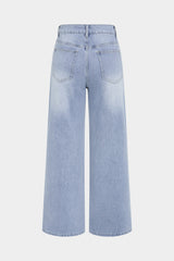 Denim Floral Cut Out Straight Leg Jeans