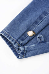Denim Irregular Metallic Button Pocket Barrel Leg Jeans