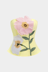 3D Floral Embroidery Tube Top