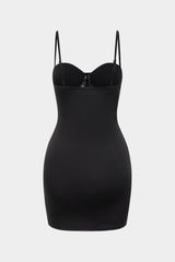 Chiffon Patchwork Lace Corset Asymmetrical Ruched Sleeveless Mini Dress