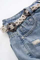 Denim Patchwork High Waist Skirt