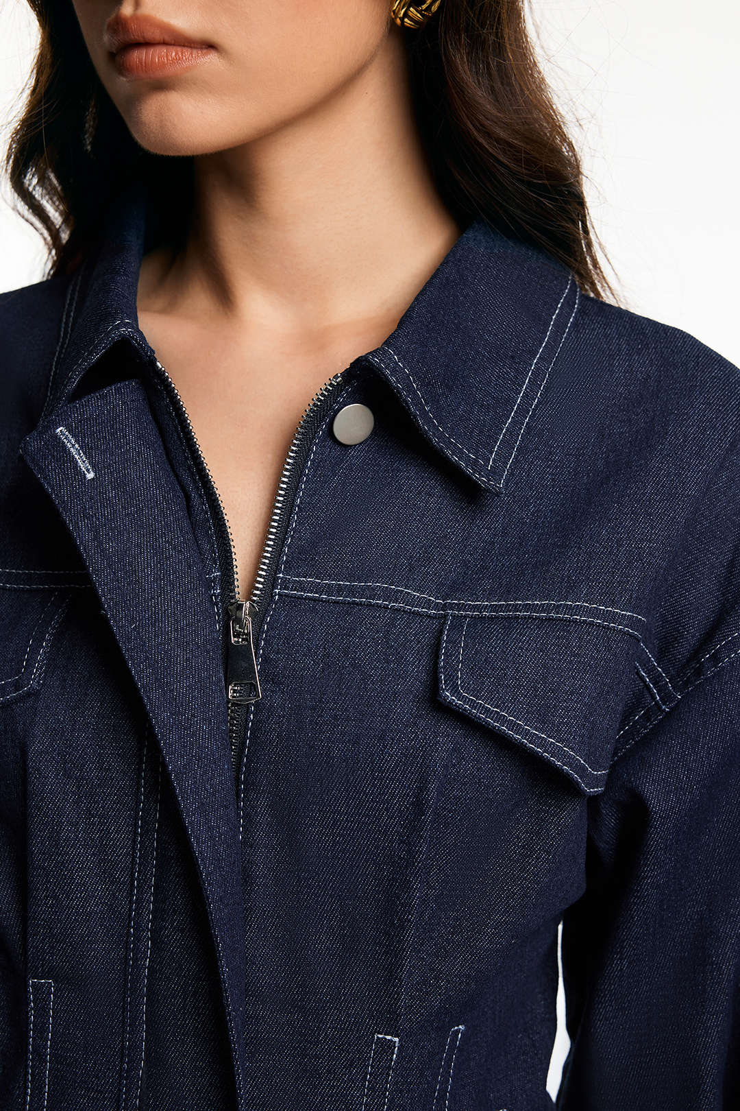 Denim Pleated Outerwear