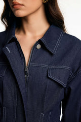 Denim Pleated Outerwear