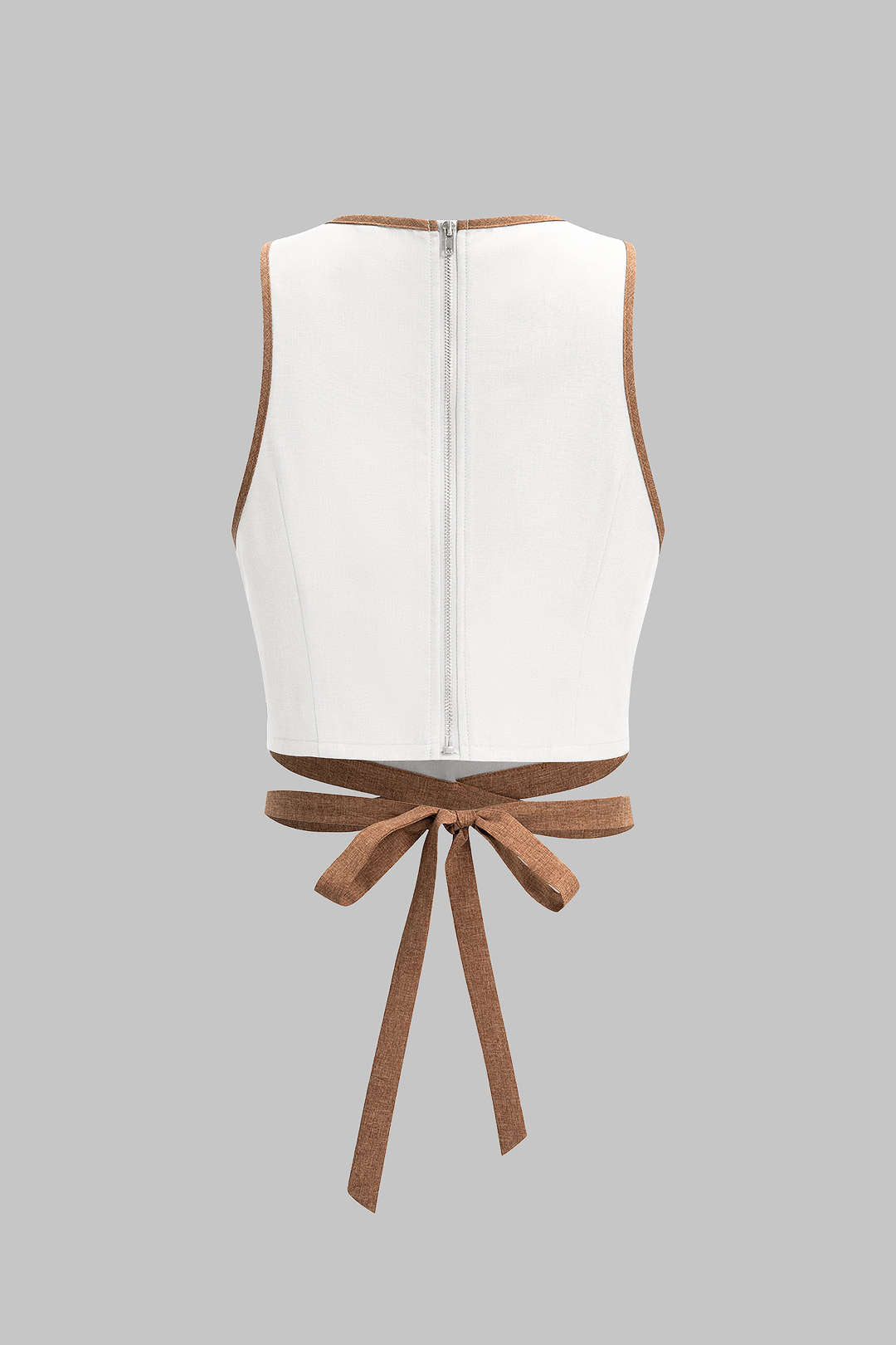 Contrast Binding Round Neck Tie-Up Tank Top