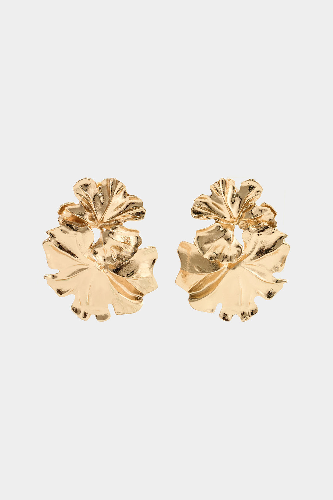 Alloy Wrinkled Irregular Leaf Earrings