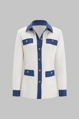 Denim Patchwork Button Blazer