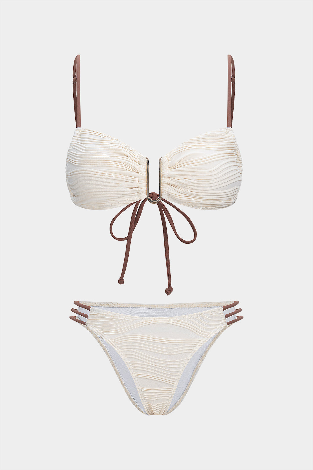 Contrast Tie-Up Bikini Set
