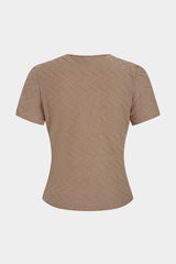 Asymmetrical Metallic Ruched Short Sleeve T-Shirt