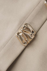 Contrast Metallic Button Vest And Wide Leg Pants Set