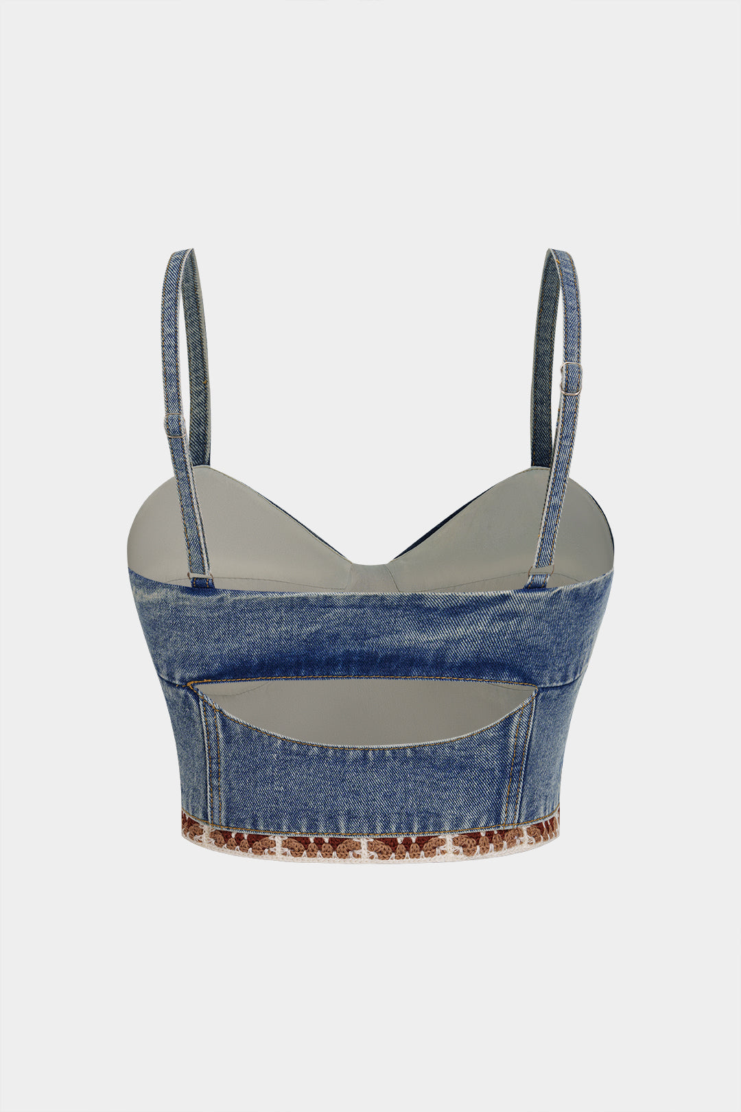 Denim Patchwork Backless Cami Top
