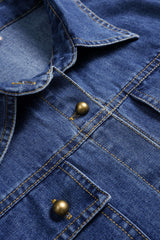 Denim Button Contrast Whipstitching Long Sleeve Shirt