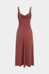 Contrast Binding Slip Sleeveless Midi Dress