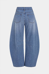 Denim Braided Pocket Zipper Horseshoe Jeans