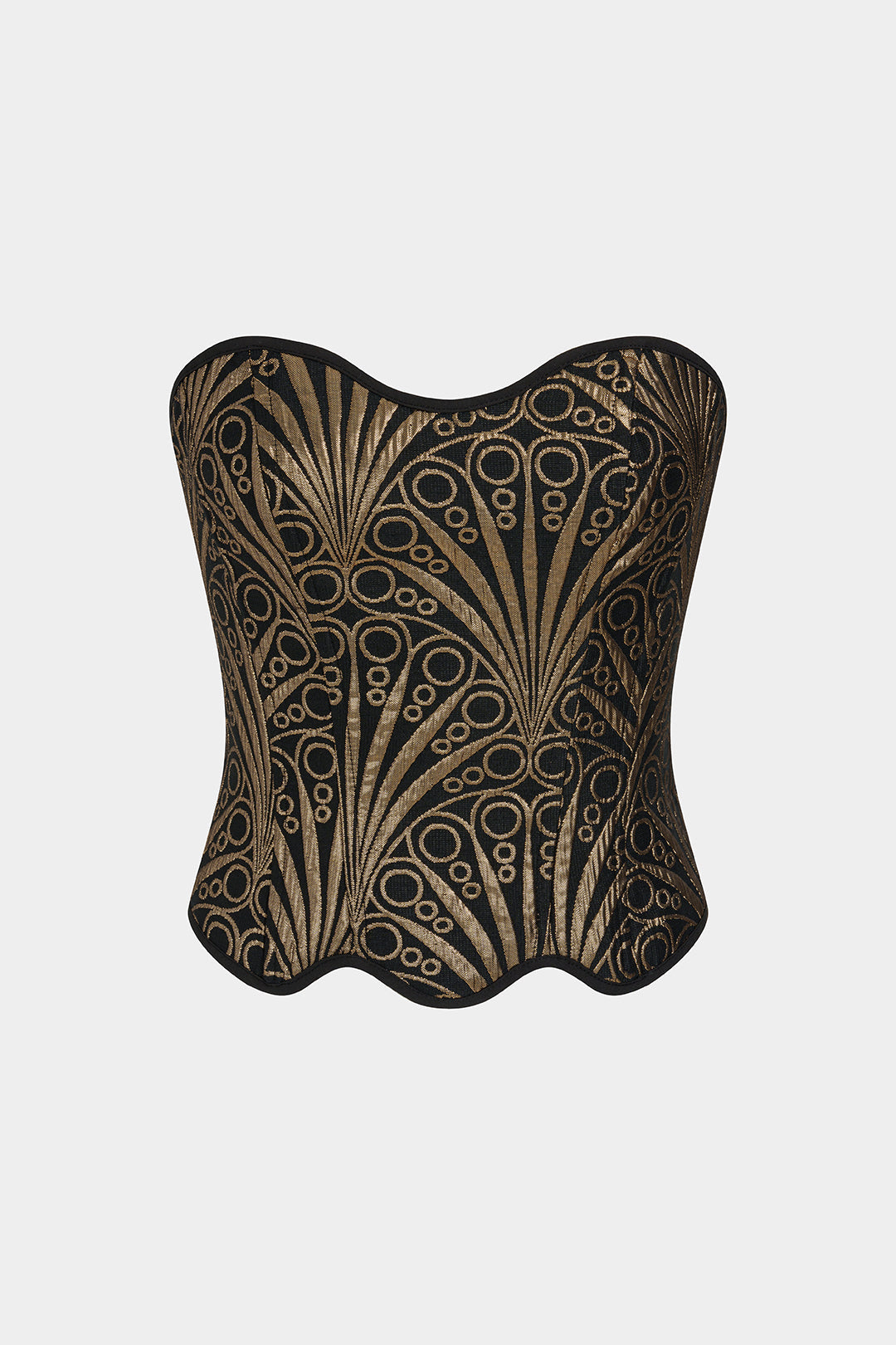 Artistic Print Scallop Edge Tie Back Tube Top