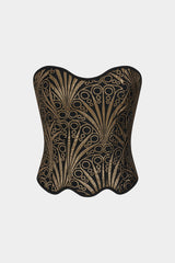 Artistic Print Scallop Edge Tie Back Tube Top
