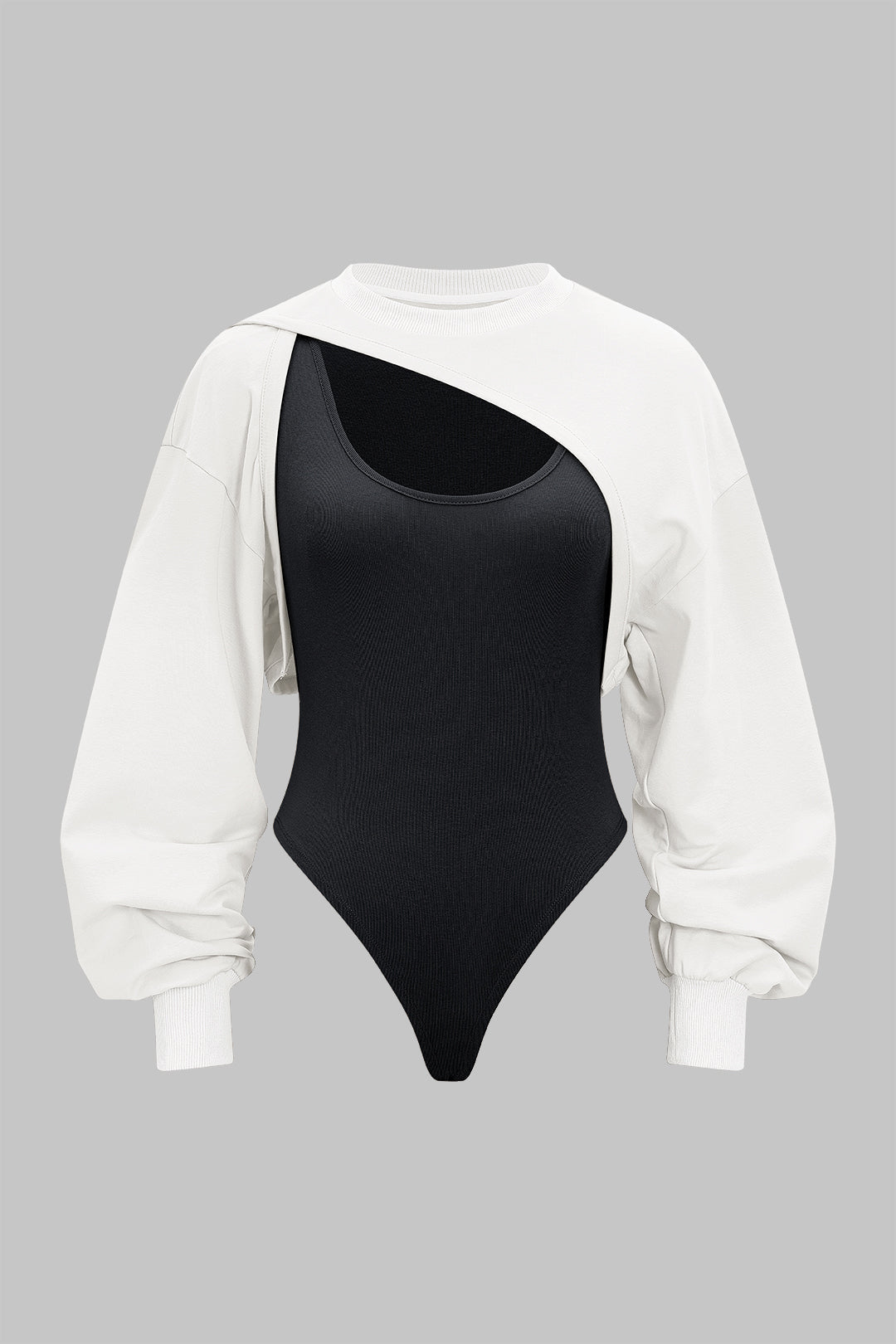 Contrast Two-Piece Long Sleeve Bodysuit
