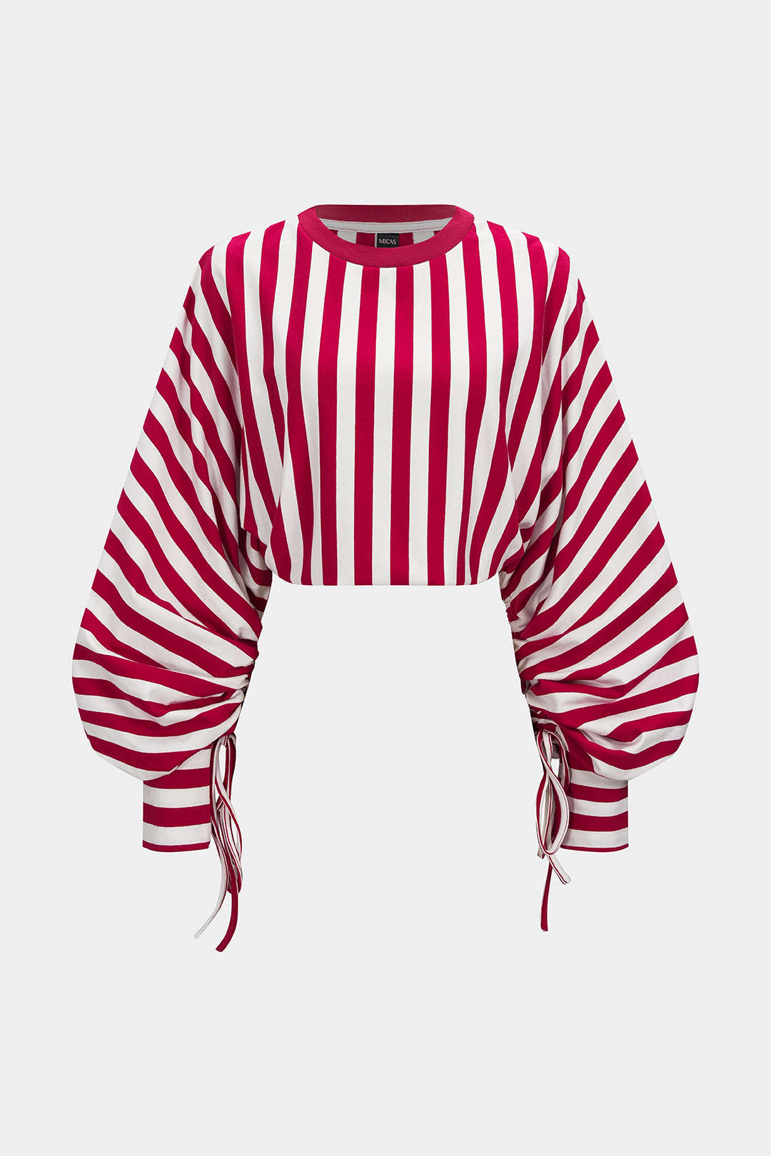 Contrast Stripes Print Tie-Up Long Sleeve Sweatshirt