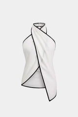 Contrast Binding Halter Asymmetrical Cami Top