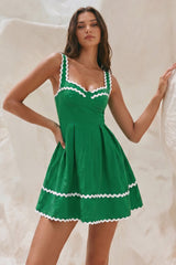 Contrast Binding Zipper Slip Sleeveless Mini Dress