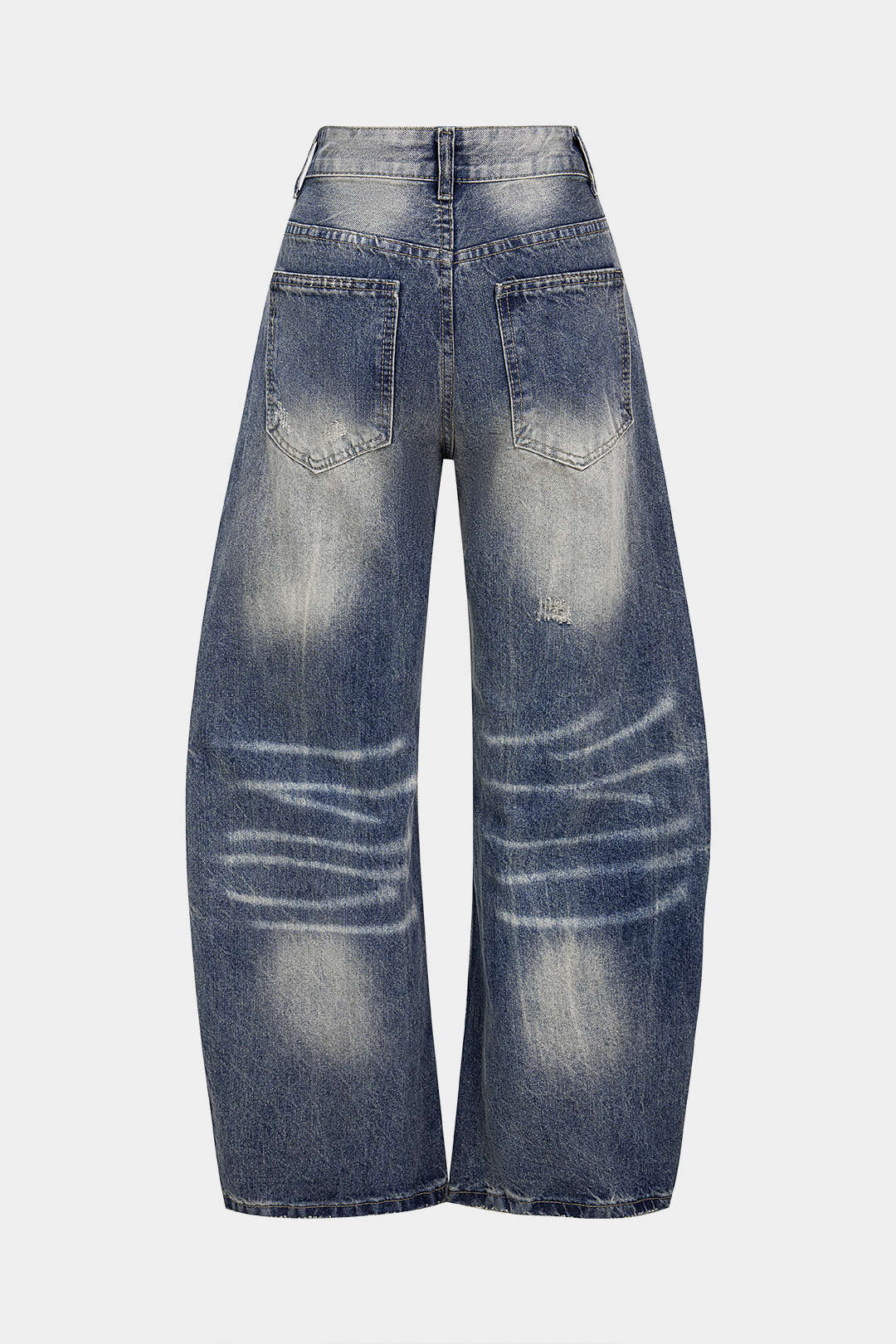 Denim Asymmetrical Ripped High Waist Wide Leg Jeans