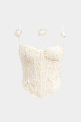 3D Floral Corset Asymmetrical Cami Top