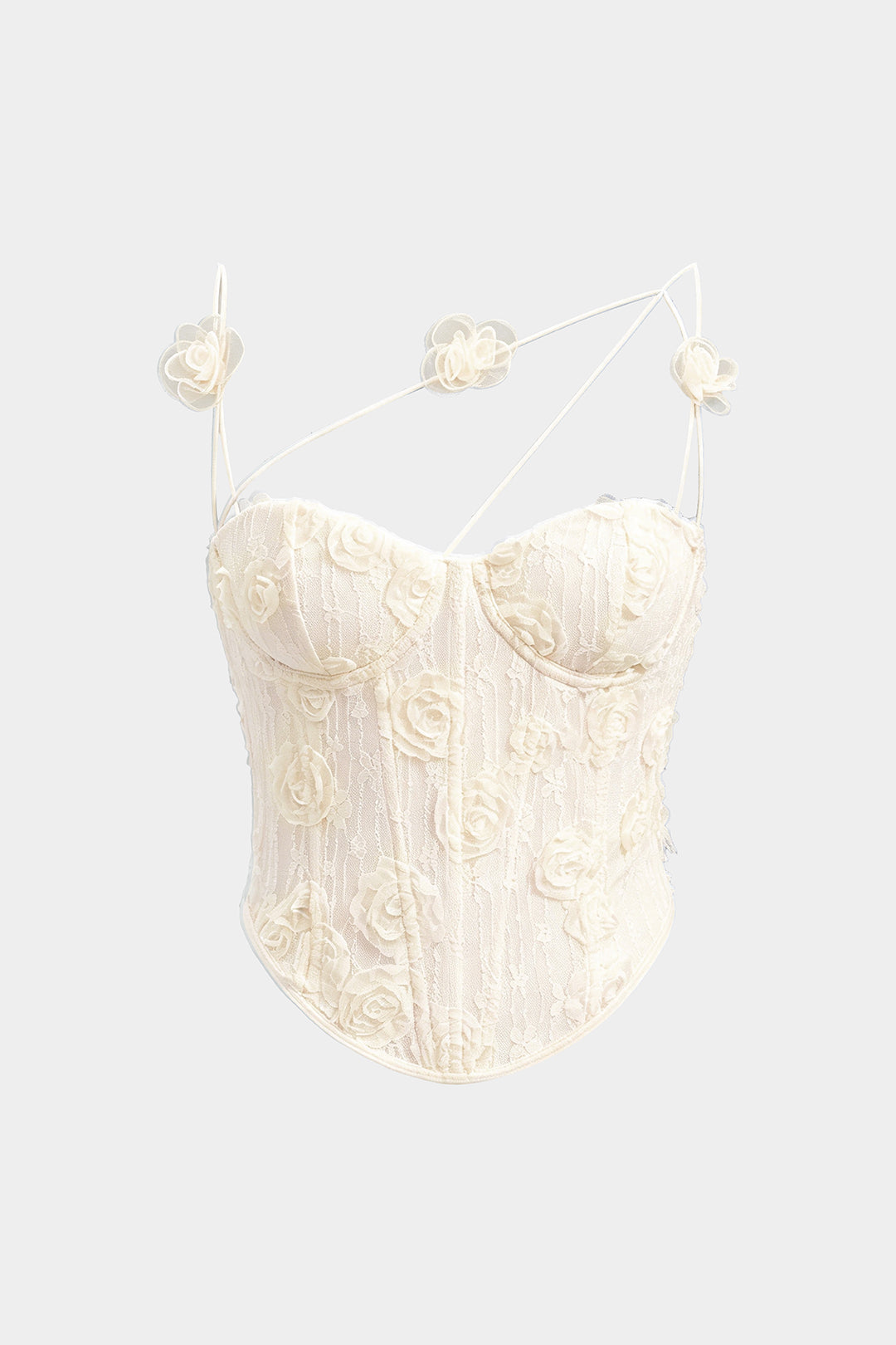 3D Floral Corset Asymmetrical Cami Top