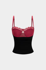 Contrast Lace Trim Backless Cami Top