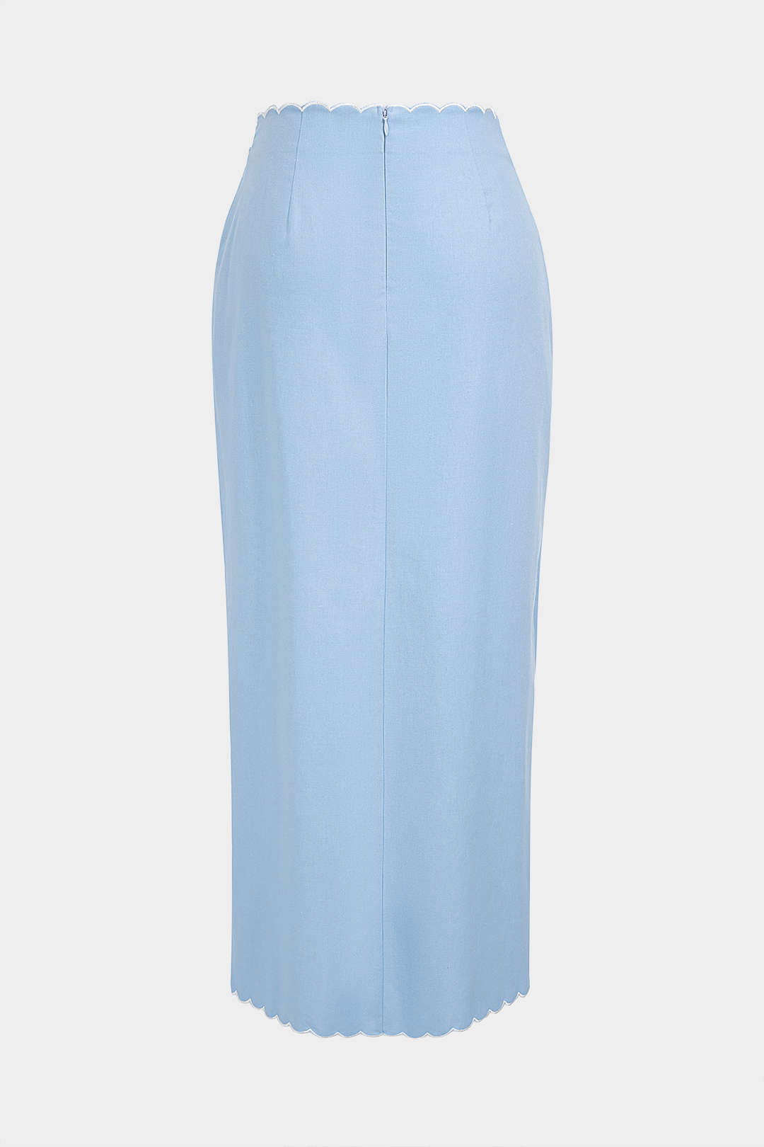 Contrast Whipstitching Linen Tie Front Wrap Skirt