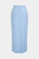 Contrast Whipstitching Linen Tie Front Wrap Skirt