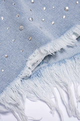 Denim Cut Out Ripped Cut Out Pocket Shorts