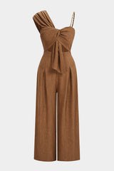 Asymmetrical Ruched Cut Out Sleeveless Jumpsuit