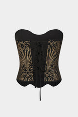 Artistic Print Scallop Edge Tie Back Tube Top