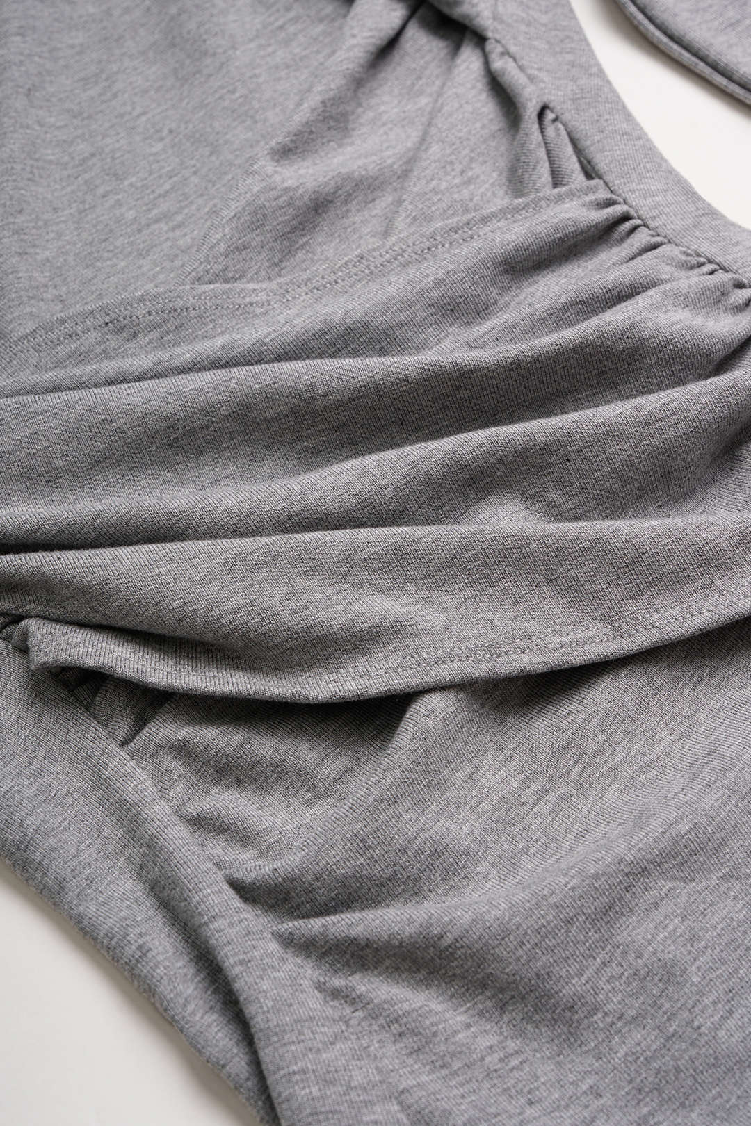 Crossed Ruched Long-Sleeve Top